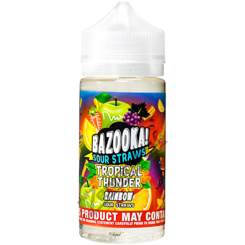 Фото и внешний вид — BAZOOKA! Tropical Thunder - Rainbow Sour Straws 100мл